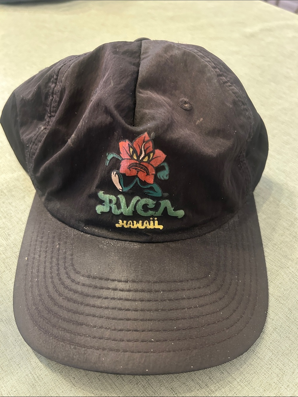 RVCA Hawaii Black Floral Logo Hat